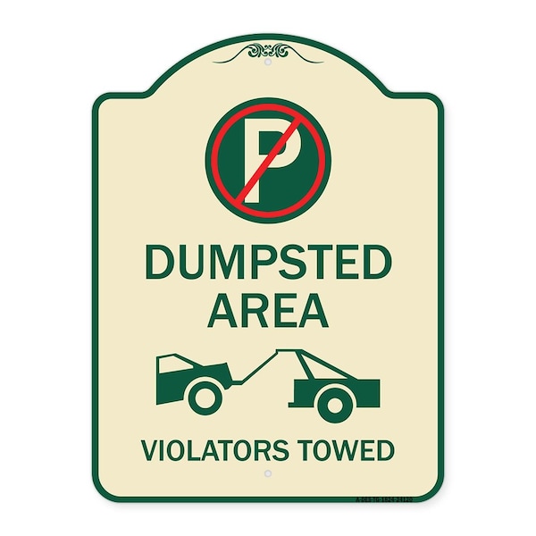 Signmission Dumpster No Parking Dumpster Area Violators Towed Heavy-Gauge Alum Sign, 24" x 18", TG-1824-24120 A-DES-TG-1824-24120 - main